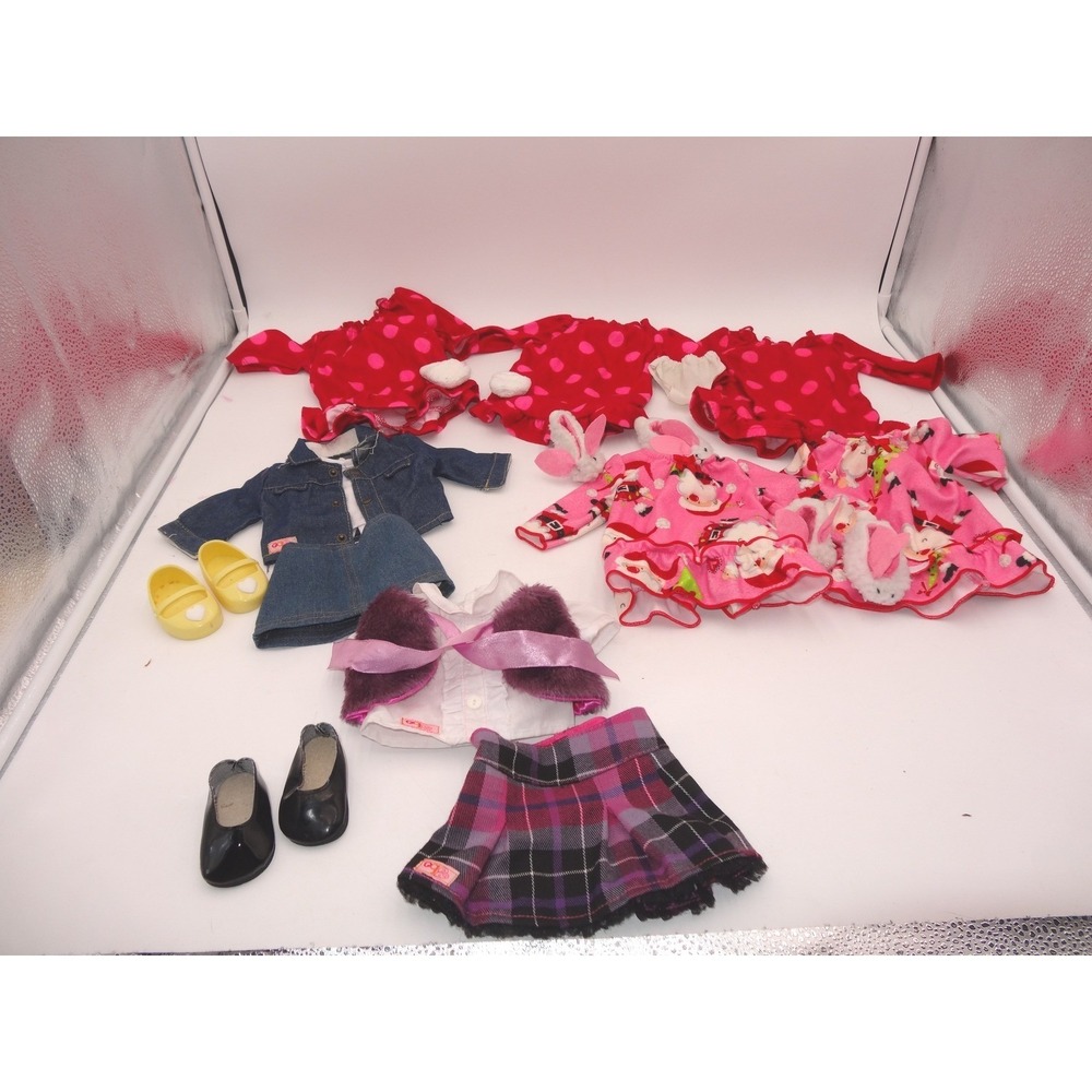 Our Generation Doll Clothes 18 Inch 2 Outfits with Shoes Pajamas Accessories Lot